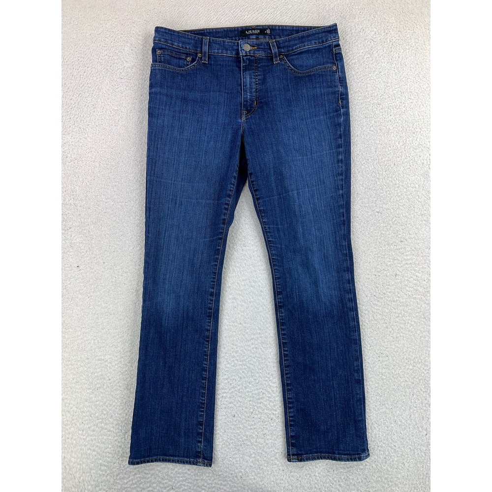 Lauren Ralph Lauren Straight Jeans Womens 12 Blue Medium Wash Stretch Denim
